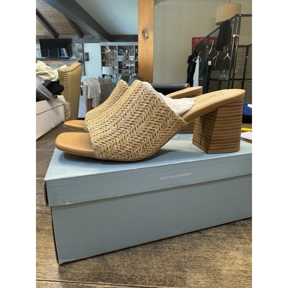 Seychelles Adapt Raffia Mules Sandal Natural Size 9 Beachy Coastal Neutral - Picture 3 of 11